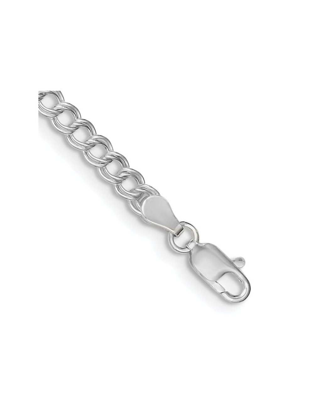 Sterling Silver 4.25mm Double Link Charm Bracelet 6in - Solid 925, Lobster Clasp